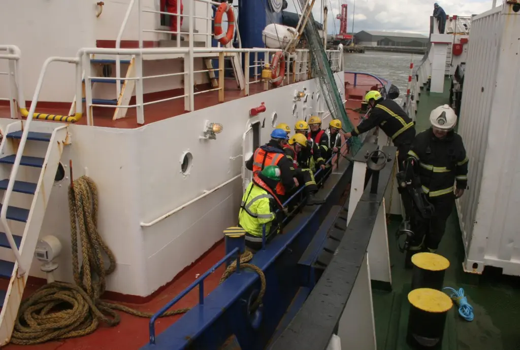 Firefighters and officers from stations across Limerick County boarded ships to deal with simulated fire and rescue related scenarios.