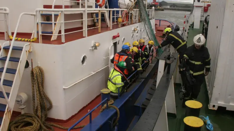 Firefighters and officers from stations across Limerick County boarded ships to deal with simulated fire and rescue related scenarios.