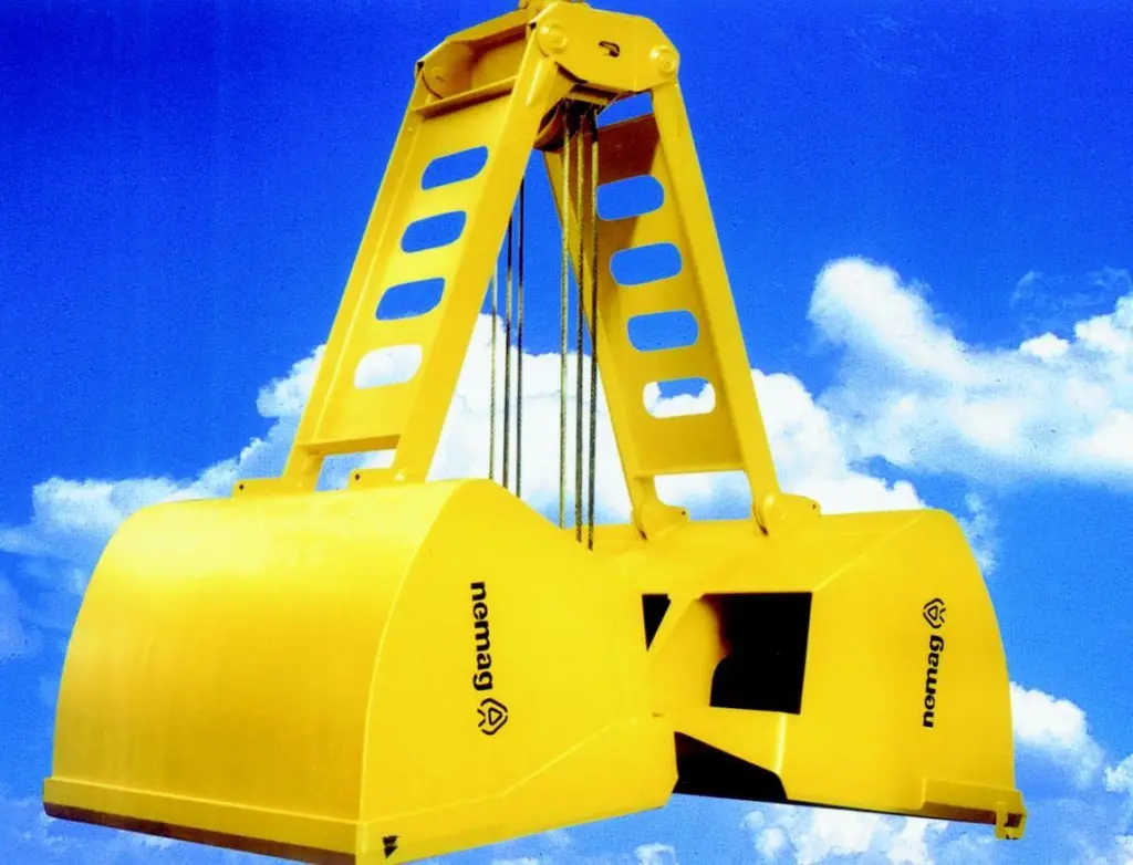 This environmentally friendly Nemag clamshell grab has a capacity of 22m 3for coal handling.