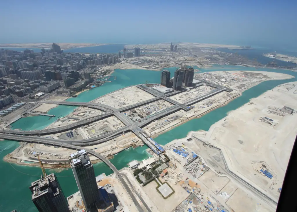 Suwah Island, next to Abu Dhabi's city centre, is developed into the city's main business zone that will also become home to the region's stock exchange.