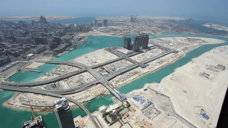 Suwah Island, next to Abu Dhabi's city centre, is developed into the city's main business zone that will also become home to the region's stock exchange.