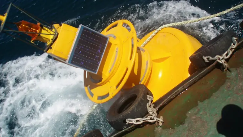 A buoy is deployed for the Angola LNG Project.