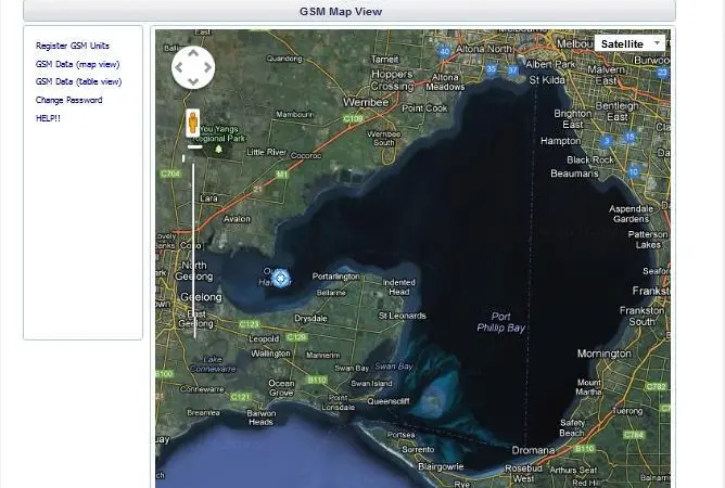 A map view of a GSM Monitoring & Control System.