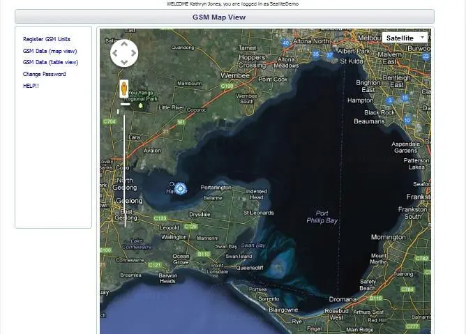 A map view of a GSM Monitoring & Control System.