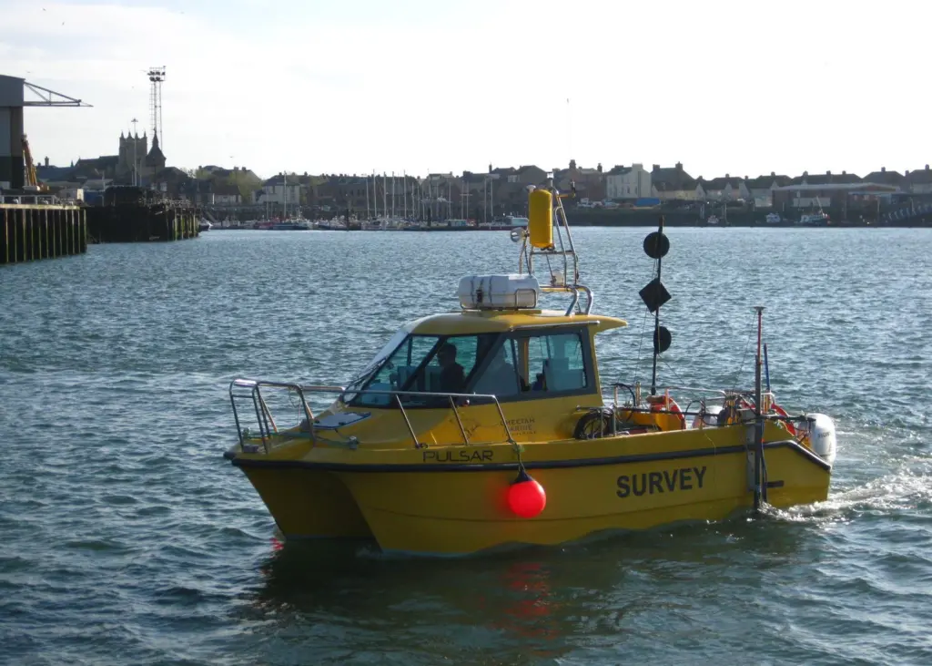 Environmental Scientifics Group’s new road-transportable catamaran, MV Pulsar.