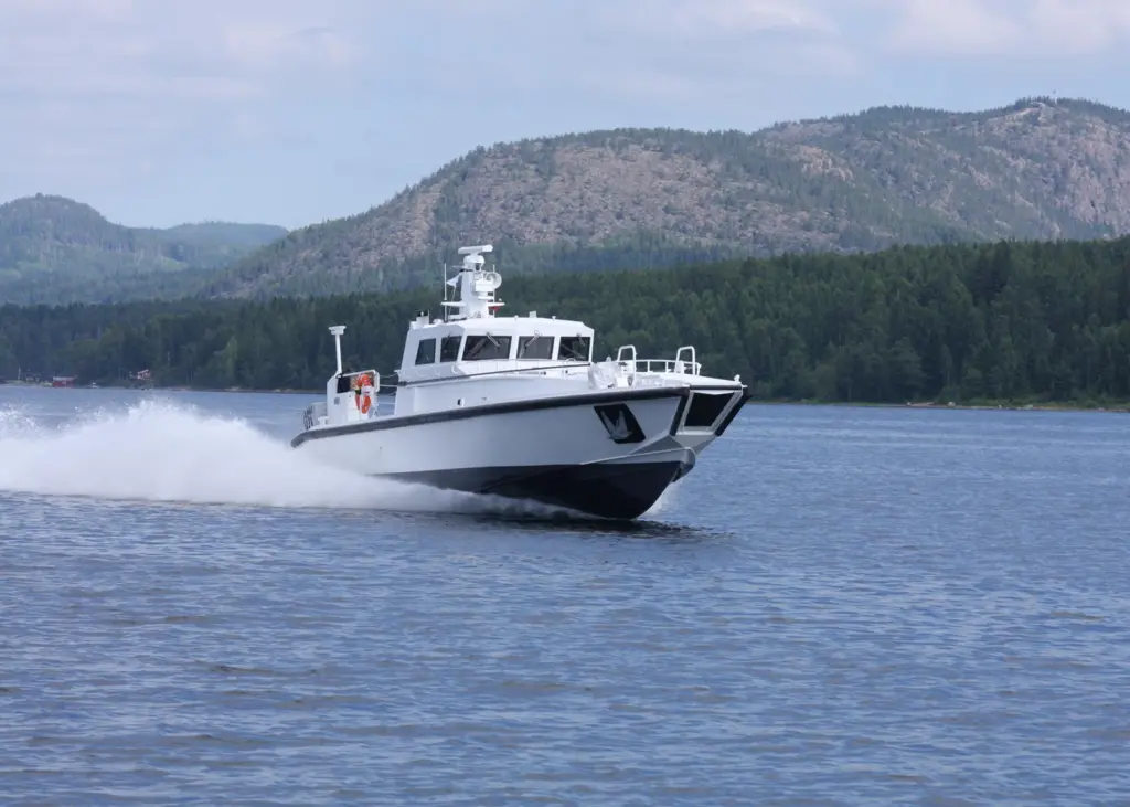 Peters & May is moving four Dockstavarvet patrol boats on a heavy lift vessel.