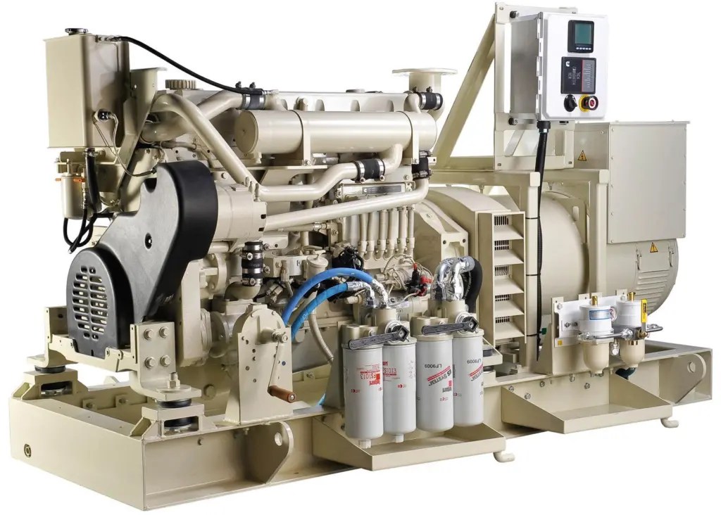 The new QSM11-CP features a Cummins QSM11-DM marine auxiliary engine matched to a Cummins Generator Technologies marine grade HCM434F1 alternator.