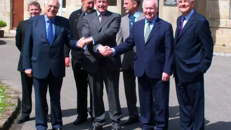 Front row: Msr Le Grand, Stuart Trought, Charles Hendry, Malcolm Wicks. Back row: Alderney States Members