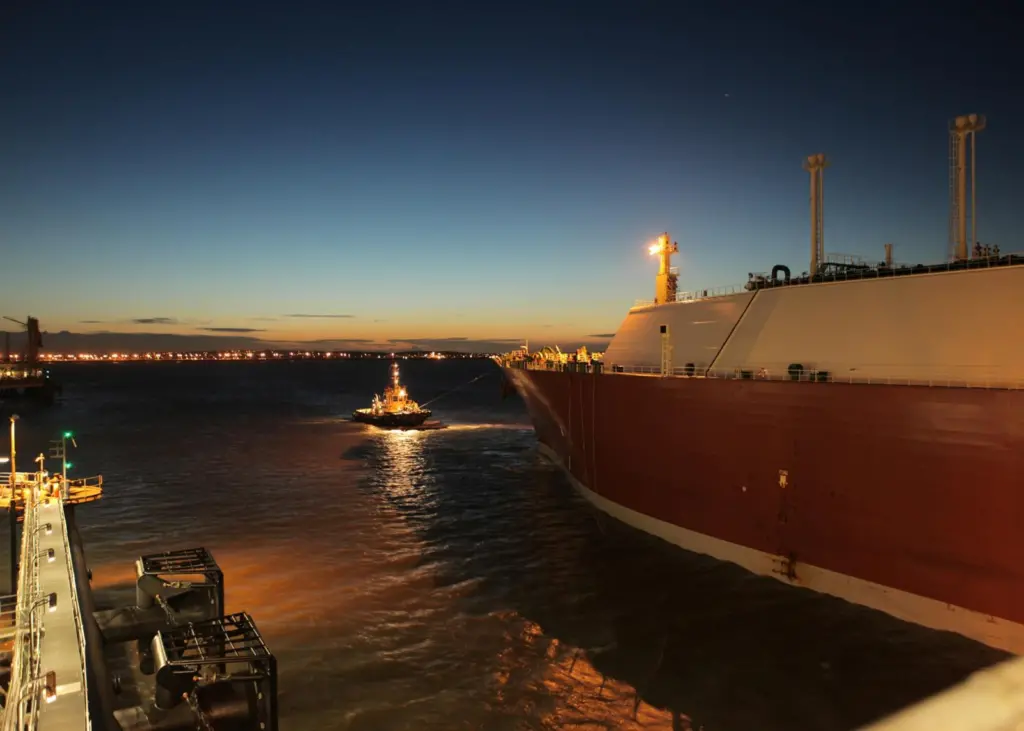 A night docking operation at the Isle of Grain.