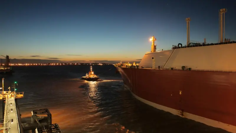 A night docking operation at the Isle of Grain.