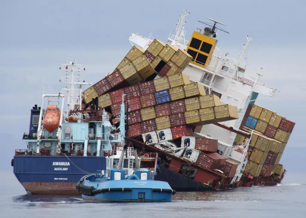 The MSC Rena aground off New Zealand. Photo copyright of Maritime New Zealand