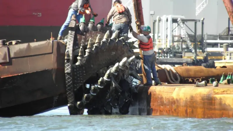 Dredging operations employ heavy machinery and require highly trained personnel. Photo: Will Van Dorp