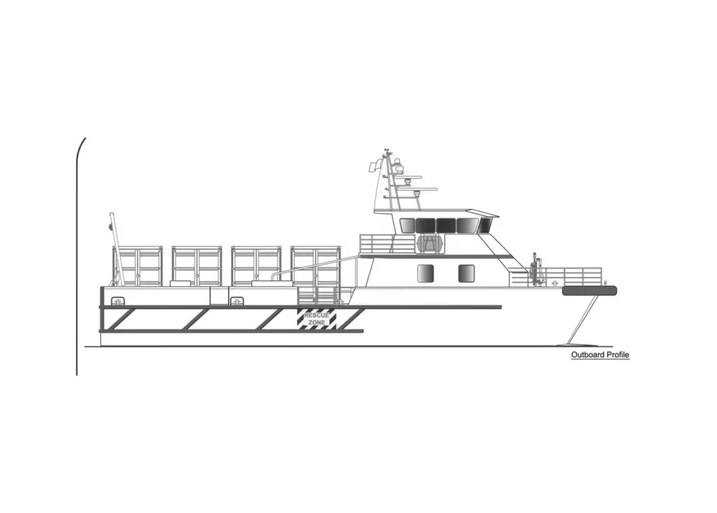 The foil-assisted catamaran, with semi-wave piercing bow, will have a multipurpose capability