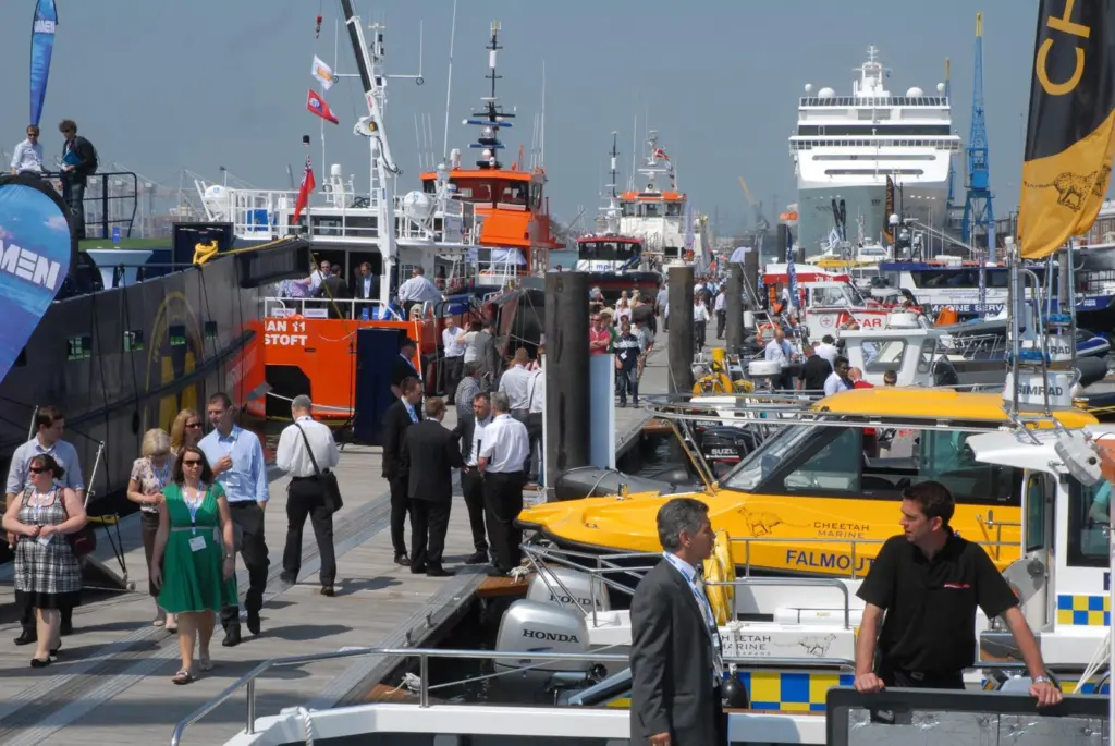 Many of the workboats on the Seawork pontoon were fitted with Halyard exhaust systems