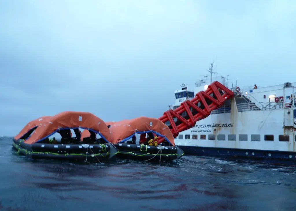 The SurvitecZodiac MES MIS in heavy weather sea trials with both life rafts inflated