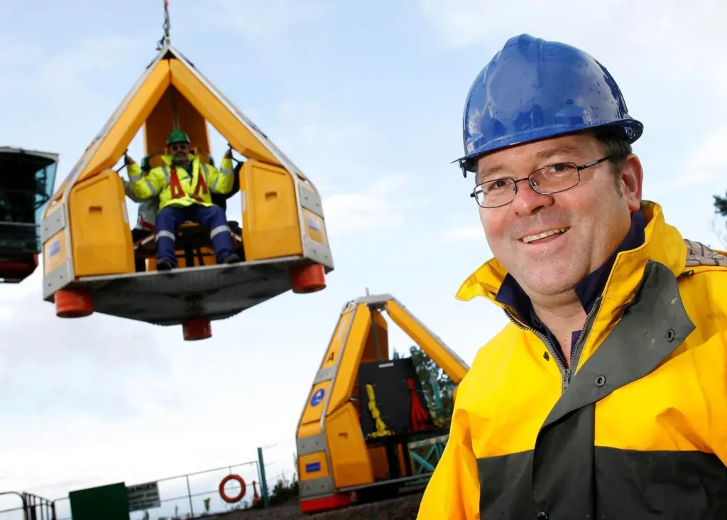 Reflex Marine CEO Philip Strong is seen with one of the company’s access modules