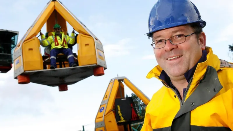 Reflex Marine CEO Philip Strong is seen with one of the company’s access modules