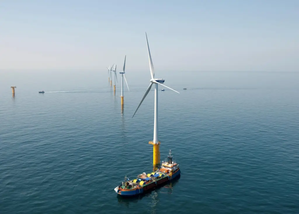 Cable installation underway with Van Oord's vessel HAM 601 at Phase 1 works for the Project Belwind Offshore Wind Farm off Zeebrugge. Photo: Van Oord