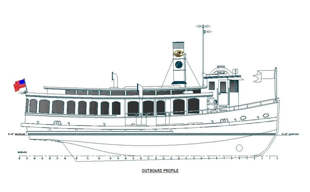 An all steel vessel, the new ferry is similar in style to the steam driven riverboats of a century ago
