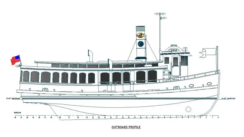 An all steel vessel, the new ferry is similar in style to the steam driven riverboats of a century ago