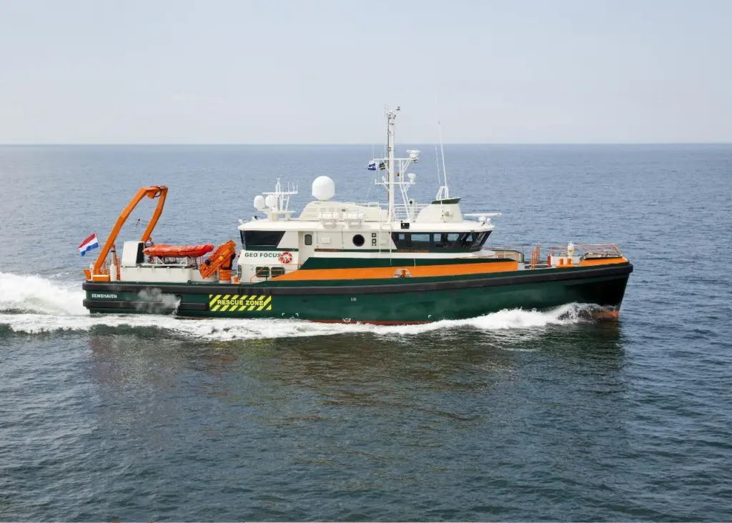 Geo Plus’ new DP1 classified hydro survey vessel Geo Focus, designed for offshore operations