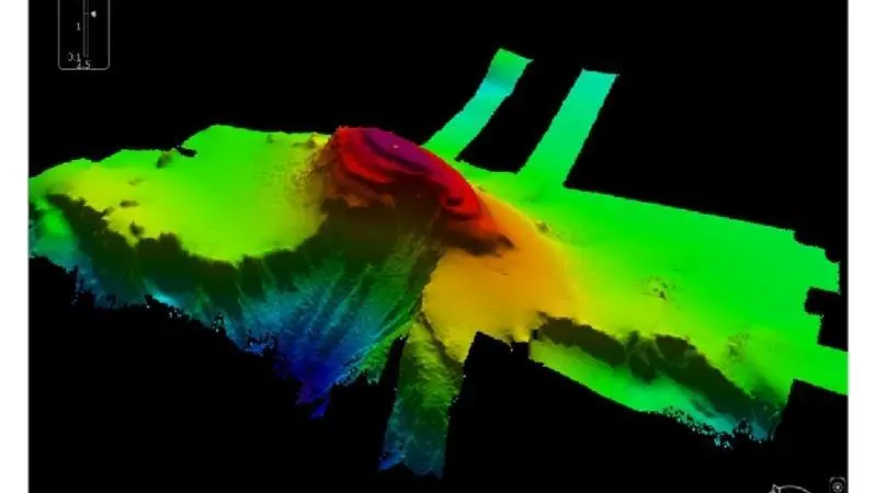 Multibeam trace of a subsea mount the size of the Rock of Gibraltar has recently been discovered in the Red Sea