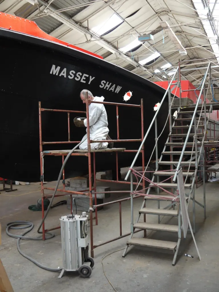 The Massey Shaw has required complete restoration, including replacing corroded sections of the steel hull and refurbishment of most other features