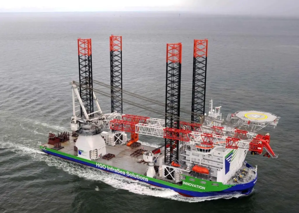 The jack-up vessel Innovation is powered by four Schottel Rudderpropellers of Type SRP 3030