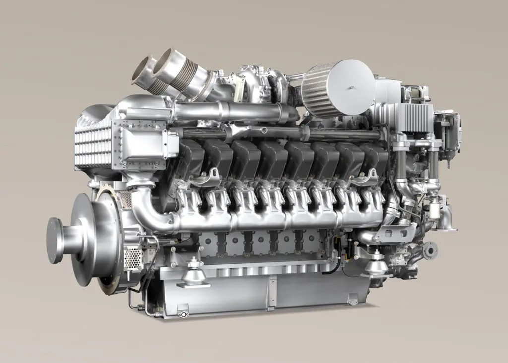The MTU 16V 4000 central engine on the Harro Koebke is flanked by two 8V 4000 side units
