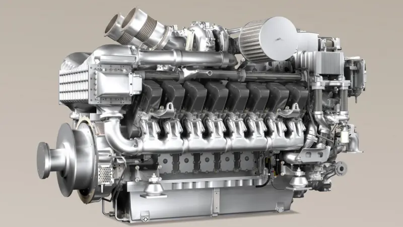 The MTU 16V 4000 central engine on the Harro Koebke is flanked by two 8V 4000 side units