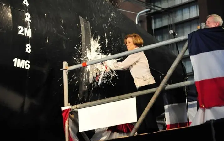 The USNS 'Choctaw County' (JHSV 2) was christened at Austal's Alabama shipyard. Photo: Austal