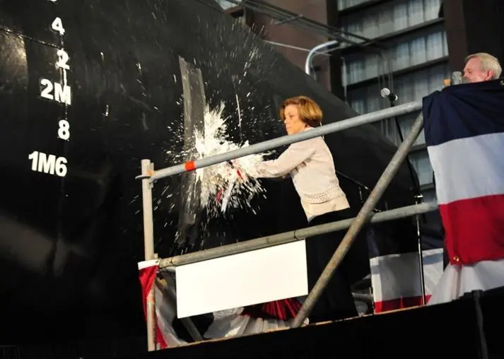 The USNS 'Choctaw County' (JHSV 2) was christened at Austal's Alabama shipyard. Photo: Austal