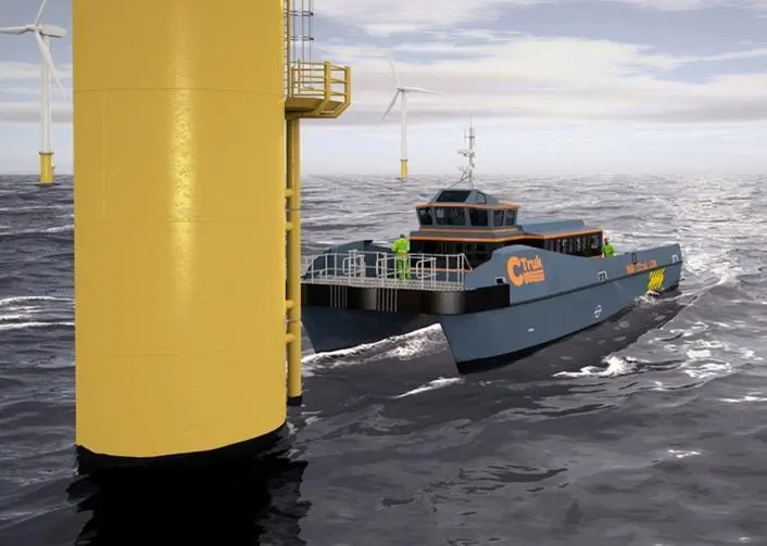 Vessel motion is a key safety consideration when transferring personnel to wind farm turbines. Photo: CTruk