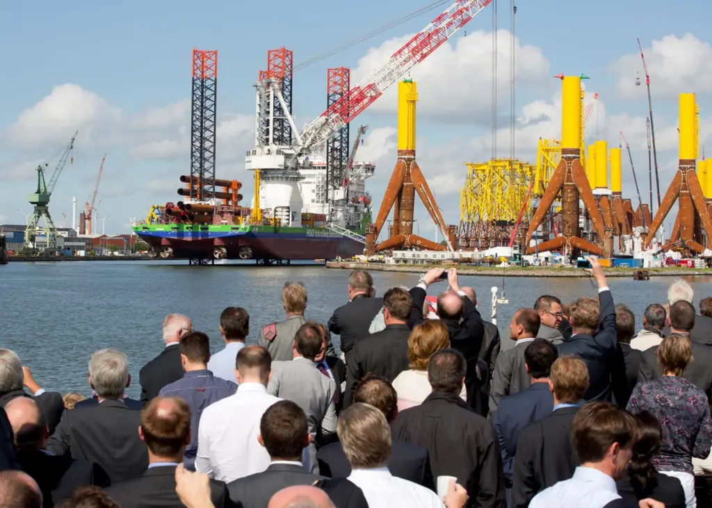 A large crowd turned out for the naming ceremony of Innovation in Bremerhaven