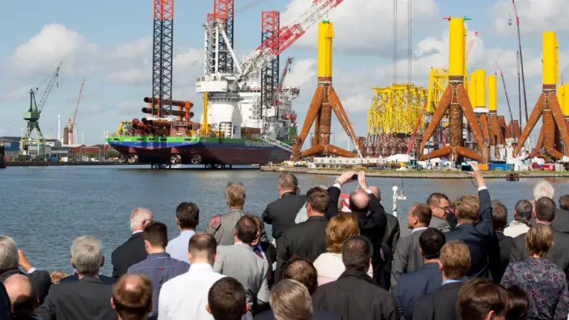 A large crowd turned out for the naming ceremony of Innovation in Bremerhaven