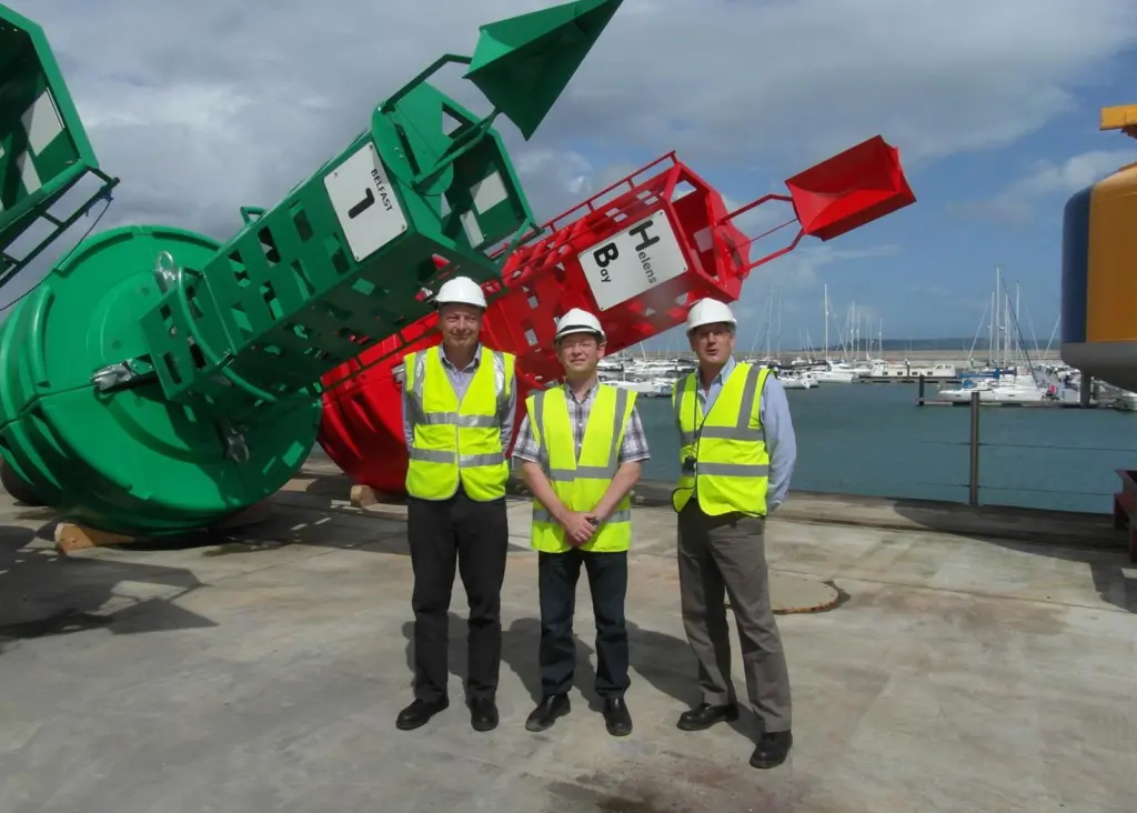 The high visbility buoys will mark the deepwater approach to Belfast Harbour
