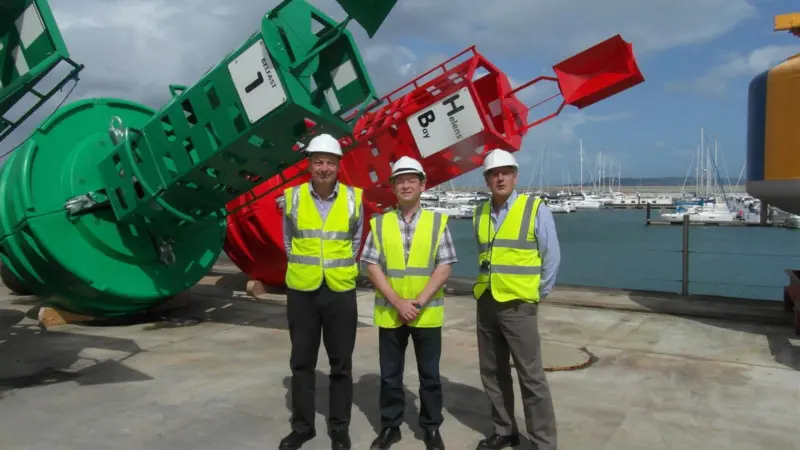 The high visbility buoys will mark the deepwater approach to Belfast Harbour