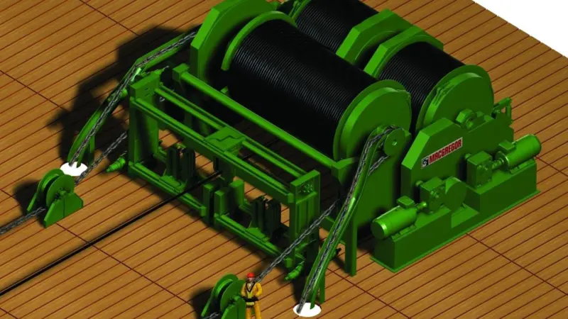 A larger unit of the new series of electrically driven anchor handling/towing winches from Cargotec