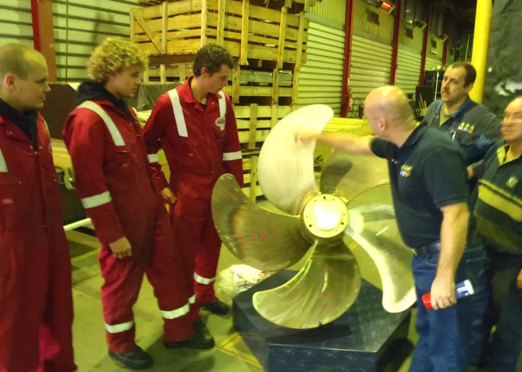 Divers receiving specialist propeller inspection training last week