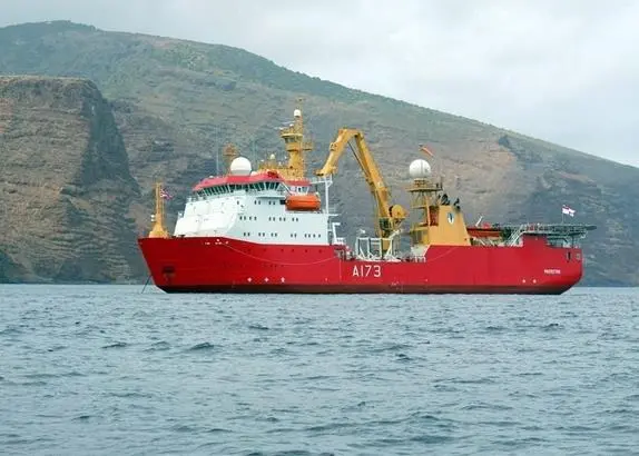 'HMS Protector' off St Helena island. Photo: Royal Navy