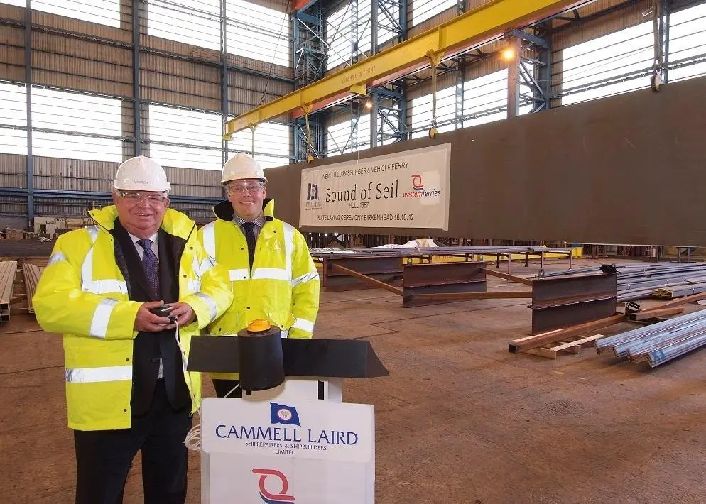 Western Ferries Chair, Alistair Ross and Cammell Laird, managing director, Linton Roberts at the ceremony