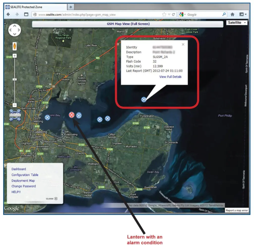 A Sealite GSM web portal deployment map