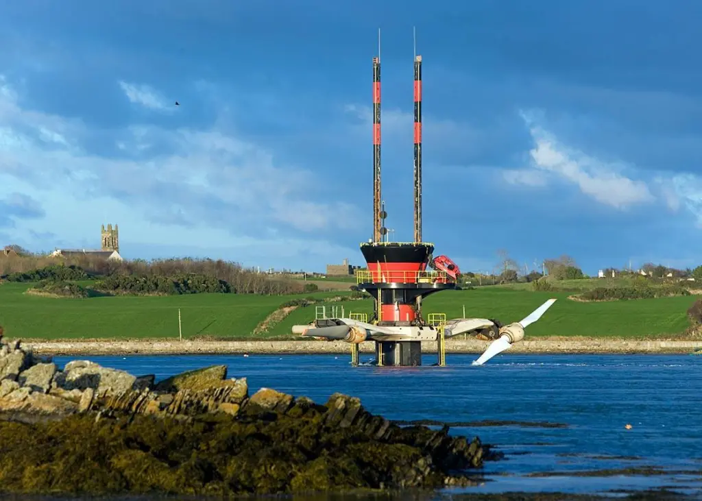 The SeaGen tidal turbine in Strangford Lough, which will now also host a prototype Deep Green Ocean Kite by Swedish developer Minesto