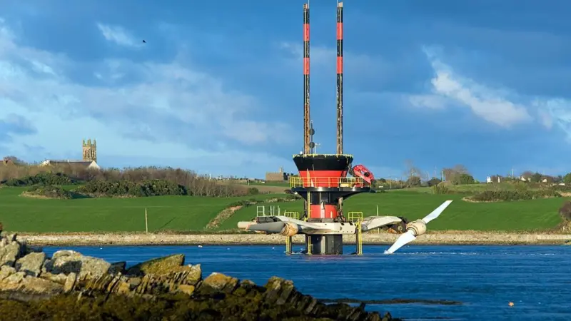 The SeaGen tidal turbine in Strangford Lough, which will now also host a prototype Deep Green Ocean Kite by Swedish developer Minesto