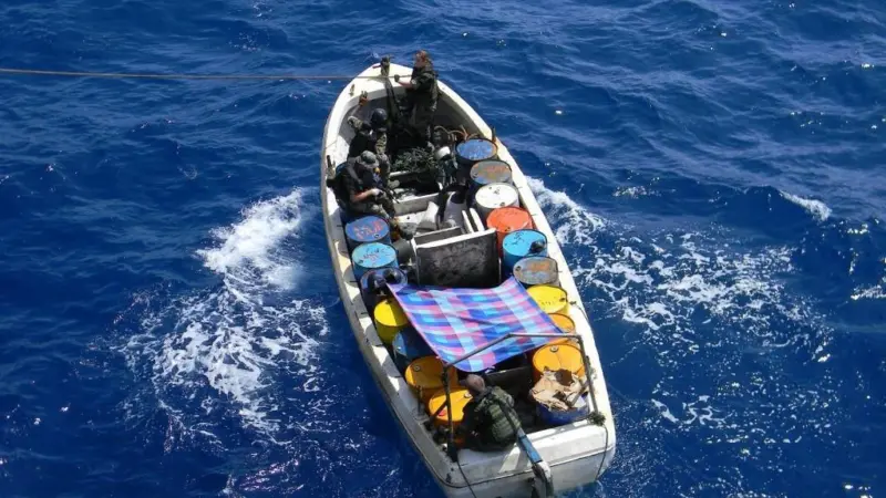 Security personnel aboard a suspect vessel