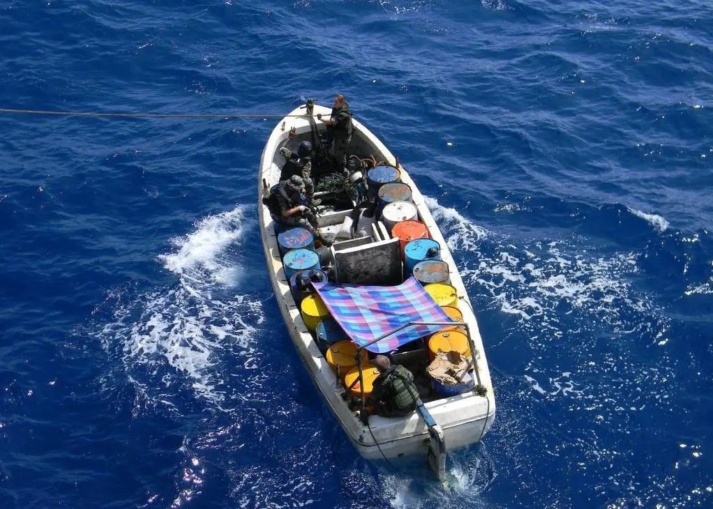 Security personnel aboard a suspect vessel