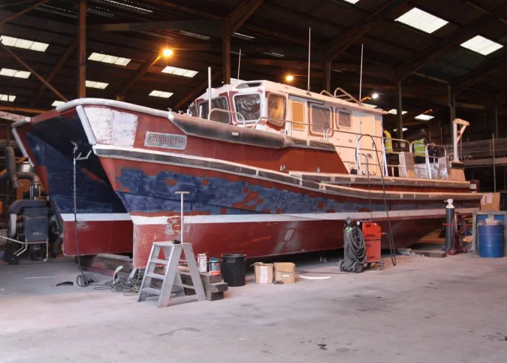 One of the first workboats to receive repair work at Alnmaritec’s new facility