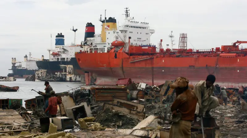 Shipbreaking on the beaches of South Asia is often conducted in dangerous working conditions