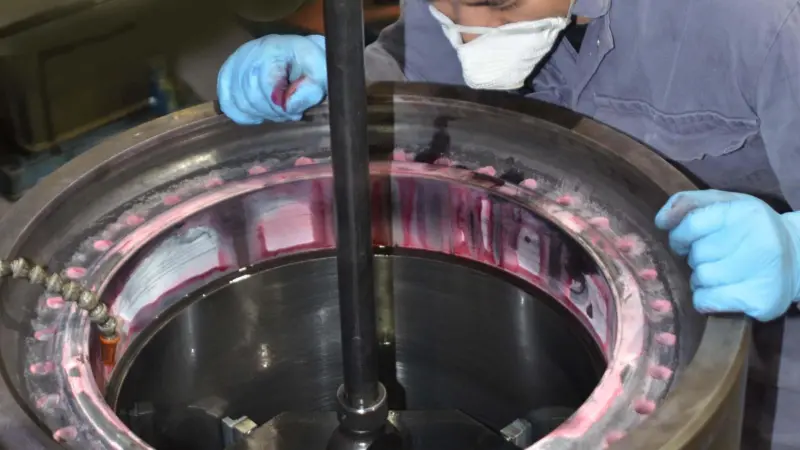 One of the Wartsila engine cylinder liners is honed by Royston