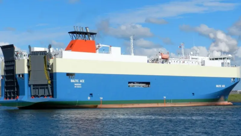 The car carrier 'Baltic Ace' sank shortly after the collision